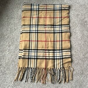 Silk Pashmina Blend Scarf Beige Black White and red check plaid neutral nova